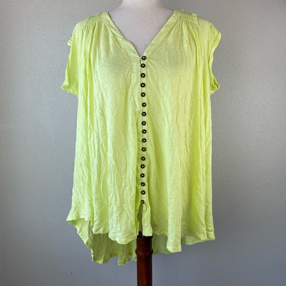NWT Free People Lemon Light Button Down Top Size S